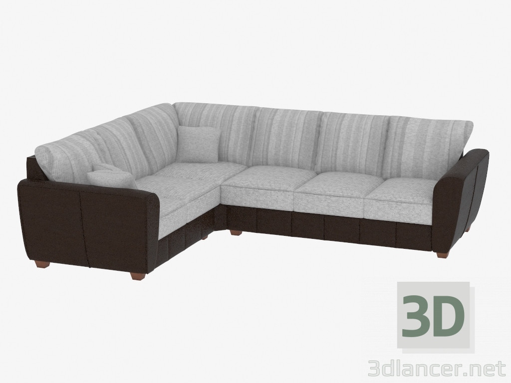 modèle 3D Canapé d'angle avec revêtement combiné (2C3) - preview