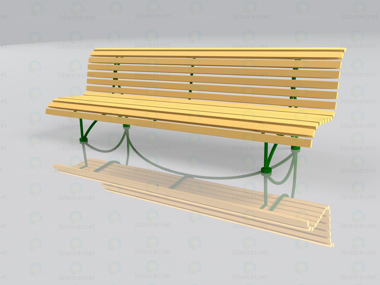 3d model Garden bench with reflection - preview