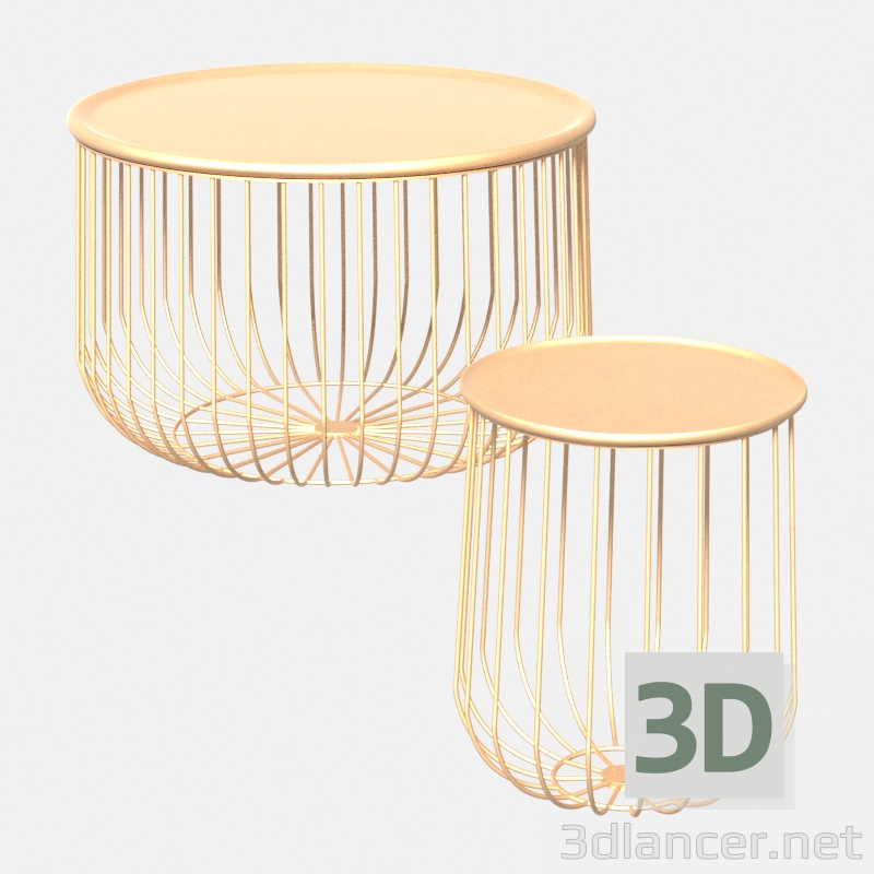 3d model Modern round metal table SY21410 in black and gold. - preview
