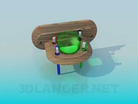 3d модель Дерев'яна підставка для зубних щіток – превью