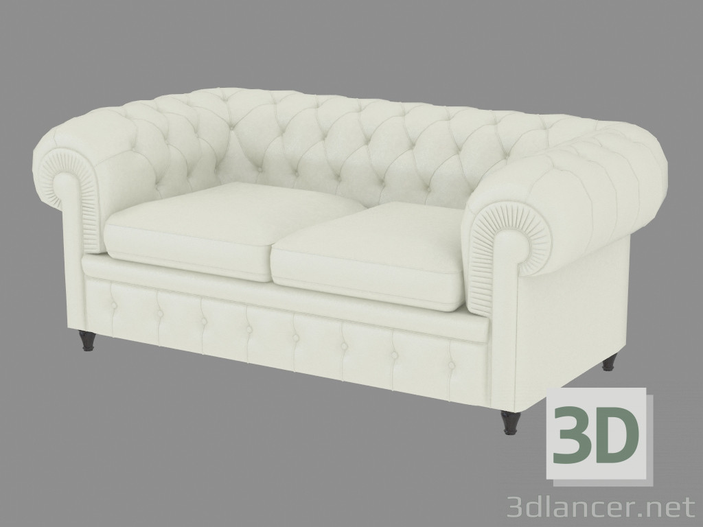 3D modeli Klasik çift kişilik deri kanepe - önizleme