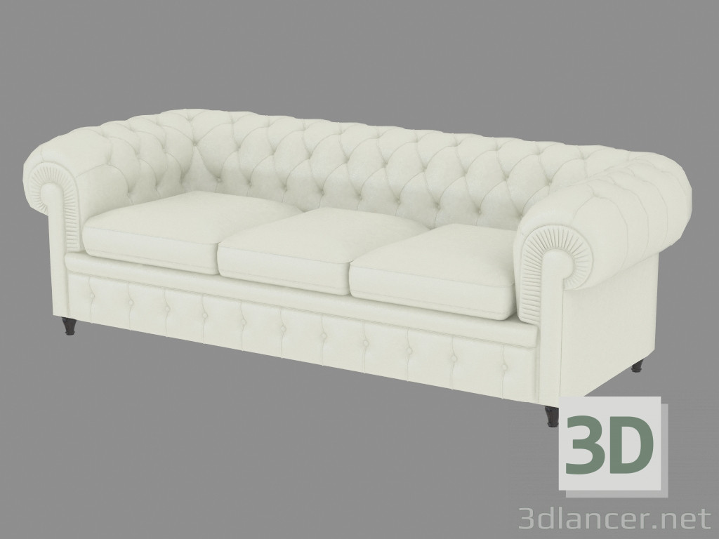 modèle 3D Canapé classique en cuir triple - preview