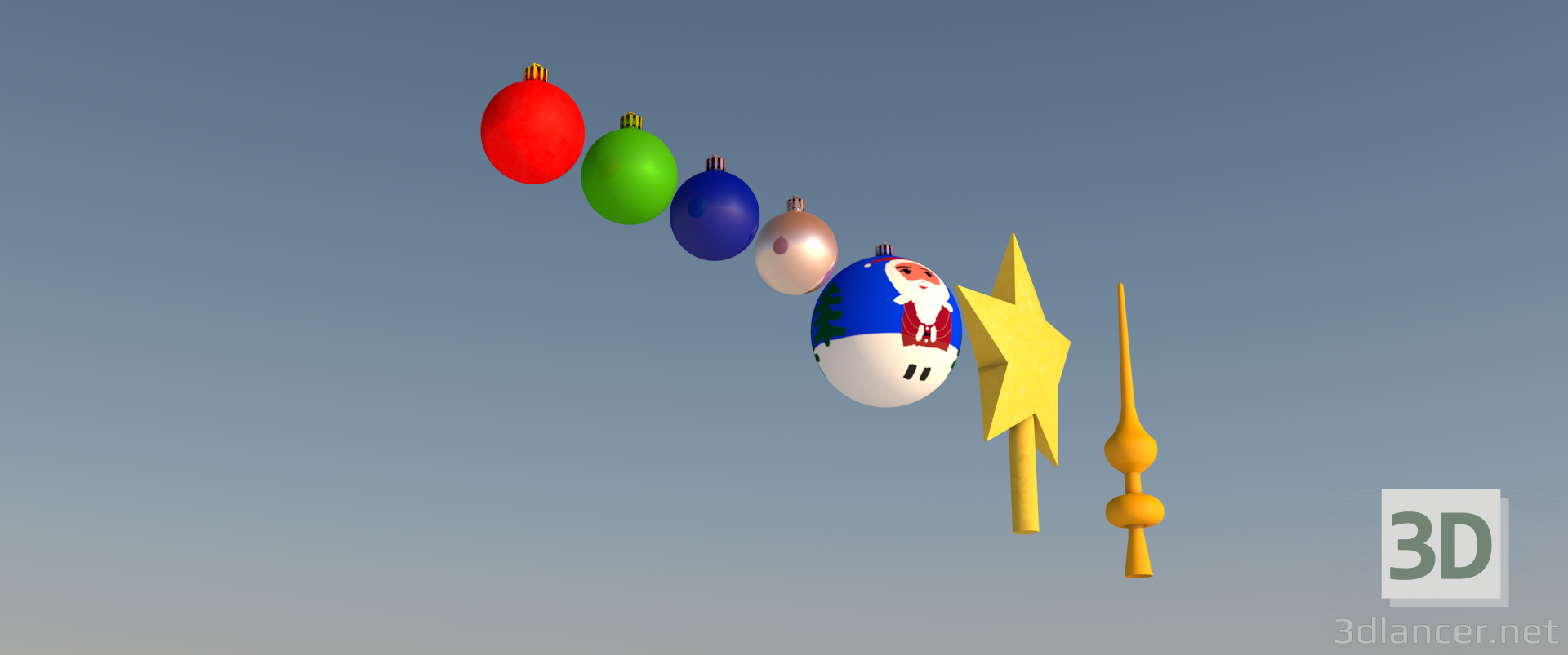 3d set of Christmas toys model buy - render