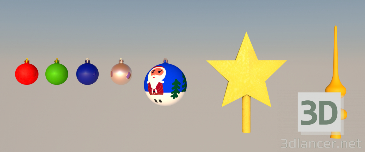 3d set of Christmas toys model buy - render
