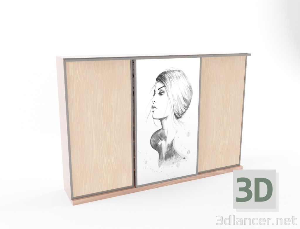 Armario corredizo 3D modelo Compro - render