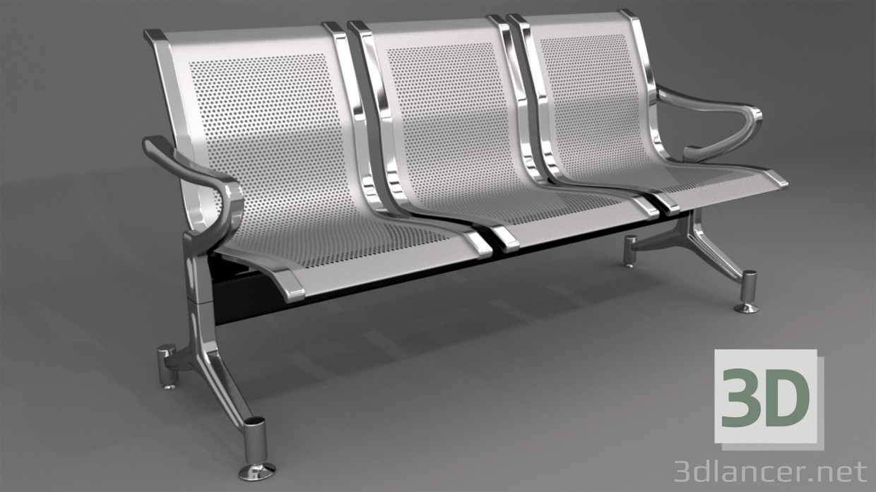 3D Modell Stuhl aus Metall für die Innen - Vorschau