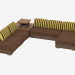 3D Modell Sofa mit Winkel Minibar und Ottomane - Vorschau
