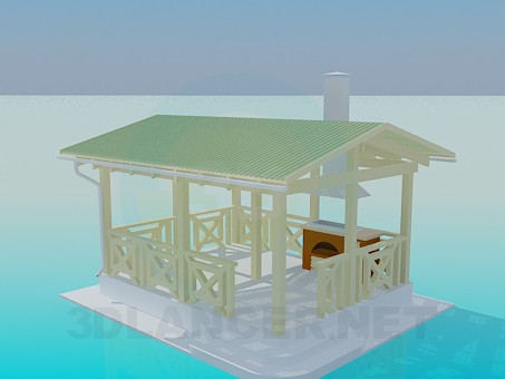 3d model A summerhouse with barbecue facilities - preview