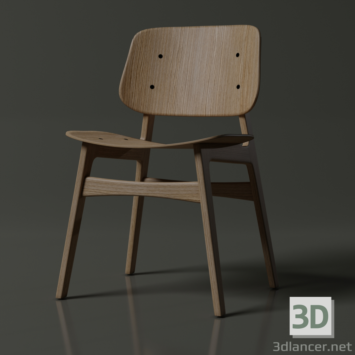 Silla de madera 3D modelo Compro - render