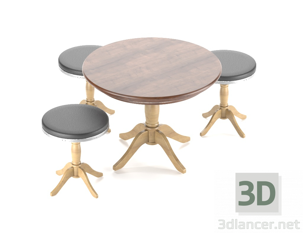 3d Стол+стулья модель купить - ракурс