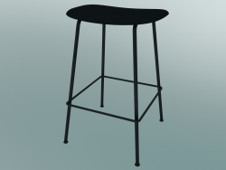 Bar stool with Fiber tube base (H 65 cm, Black)