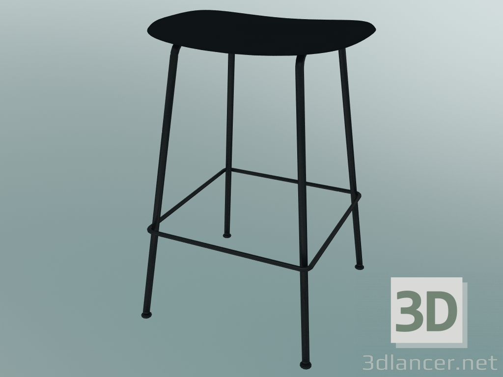 3D modeli Fiber boru tabanlı bar taburesi (H 65 cm, Siyah) - önizleme