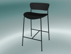 Tabouret de bar Pavilion (AV8, H 85cm, 48х50cm, Chêne laqué noir, Cuir - Soie noire)