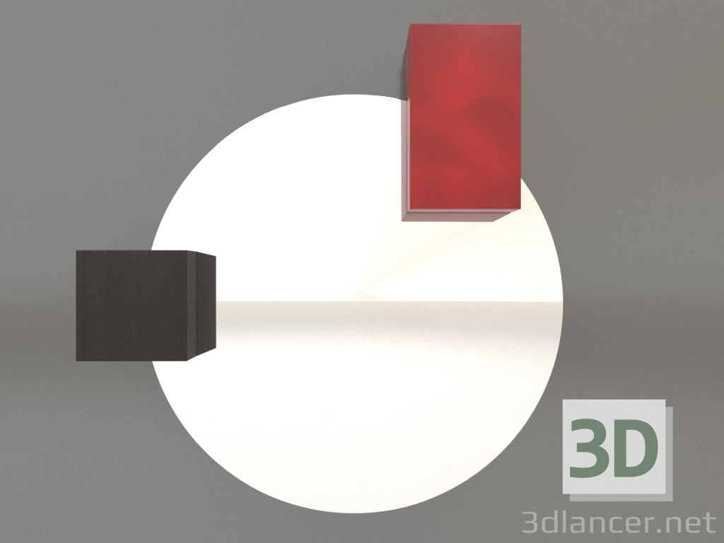 modèle 3D Miroir ZL 07 (672x679, bois marron foncé, rouge) - preview