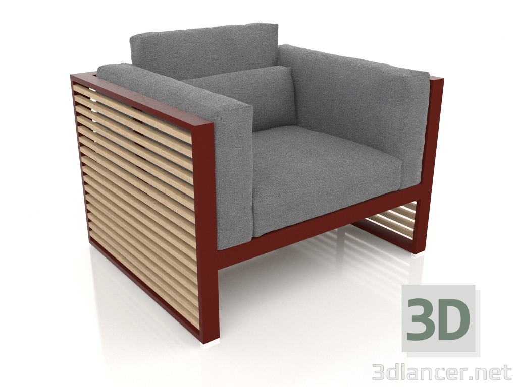modèle 3D Chaise longue à dossier haut (Rouge vin) - preview