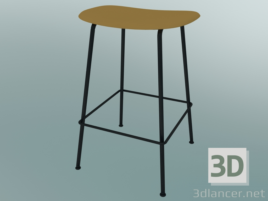 modèle 3D Tabouret de bar avec base en tube de fibre (H 65 cm, ocre, noir) - preview