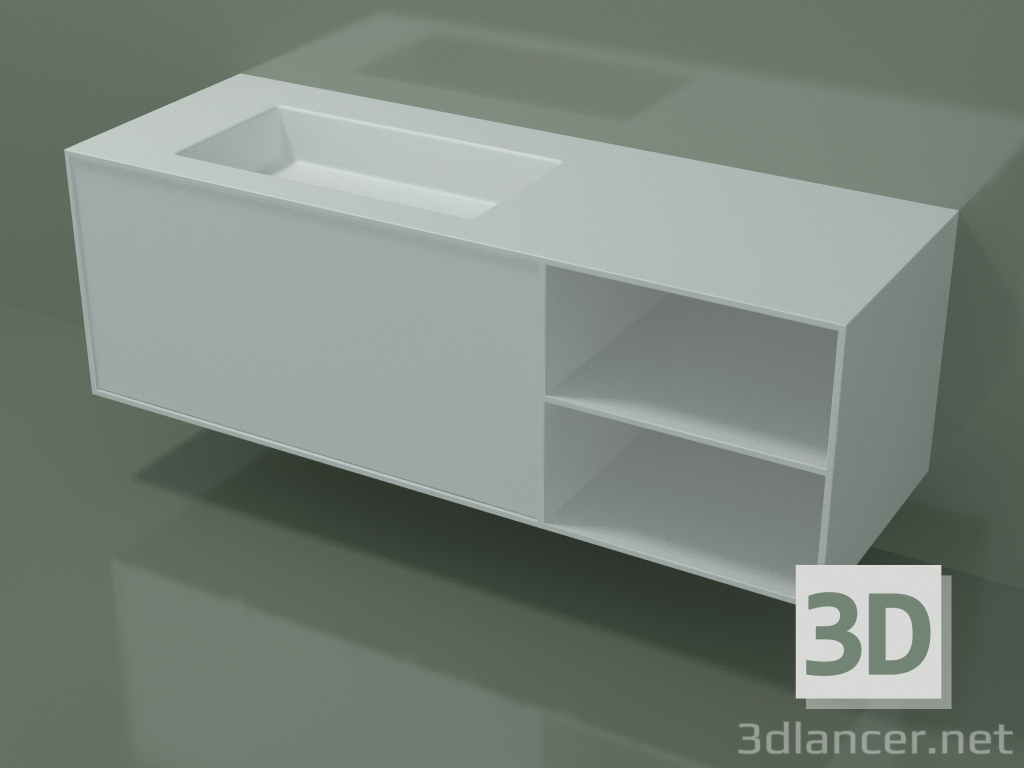 3d model Lavabo con cajón y compartimento (06UC834S2, Glacier White C01, L 144, P 50, H 48 cm) - vista previa