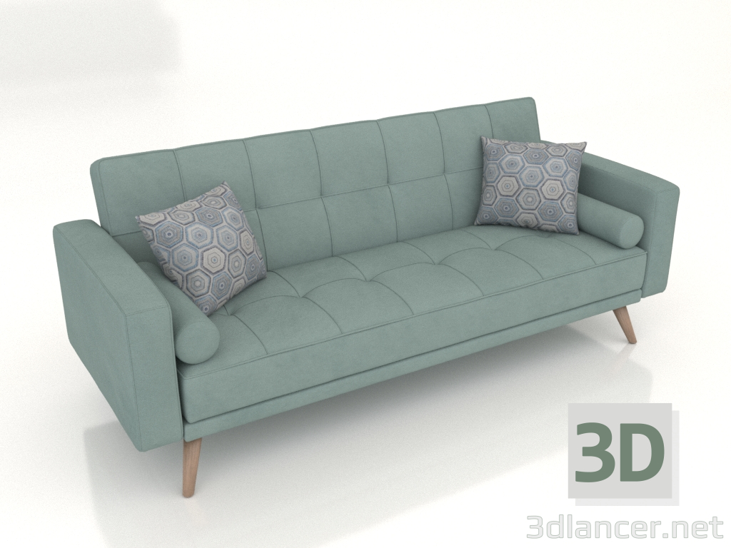 modèle 3D Canapé-lit Scandinavie (turquoise, 2ème option) - preview