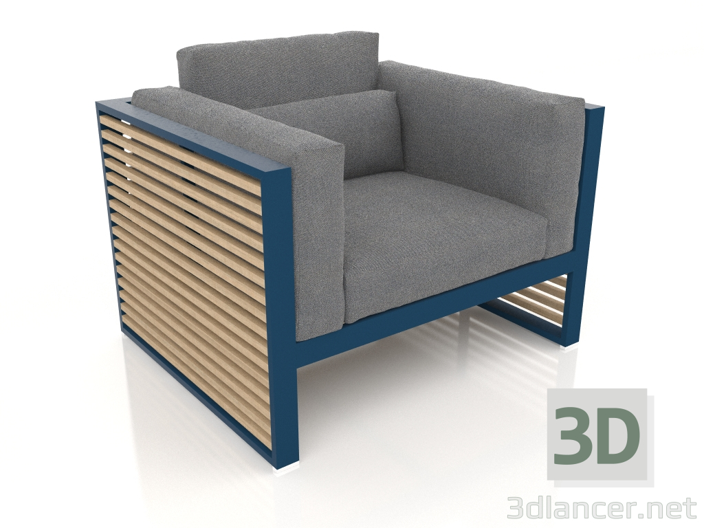3d model Lounge chair with a high back (Grey blue) - preview