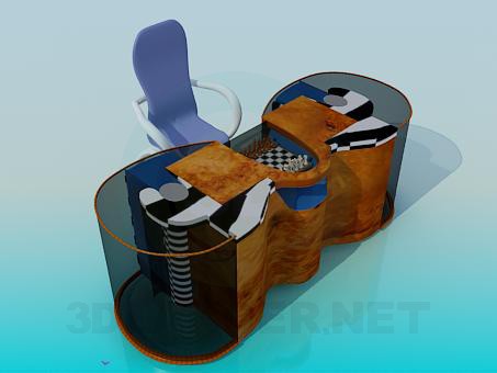 3D Modell Tisch mit einem Schachbrett - Vorschau