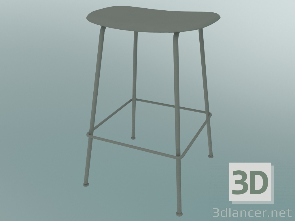 modèle 3D Tabouret de bar avec base en tube de fibre (H 65 cm, gris) - preview