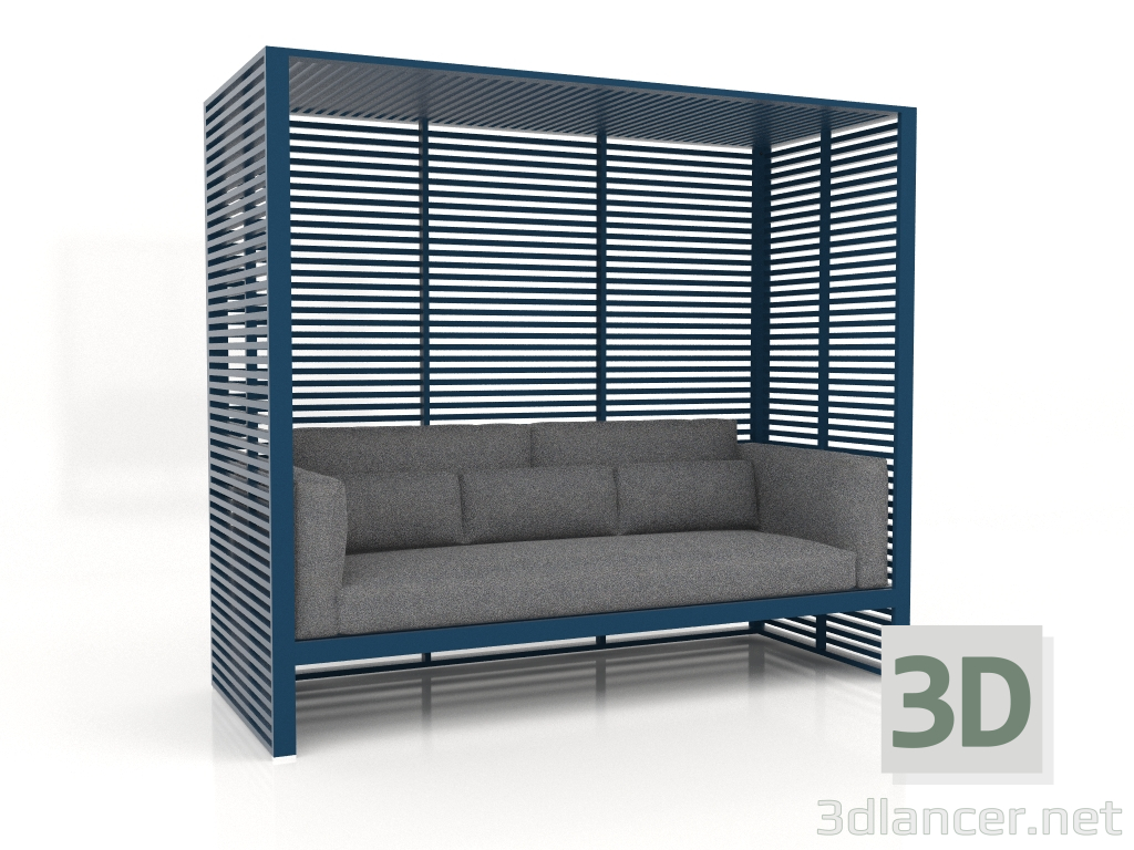 modello 3D Divano Al Fresco con struttura in alluminio e schienale alto (Grigio blu) - anteprima