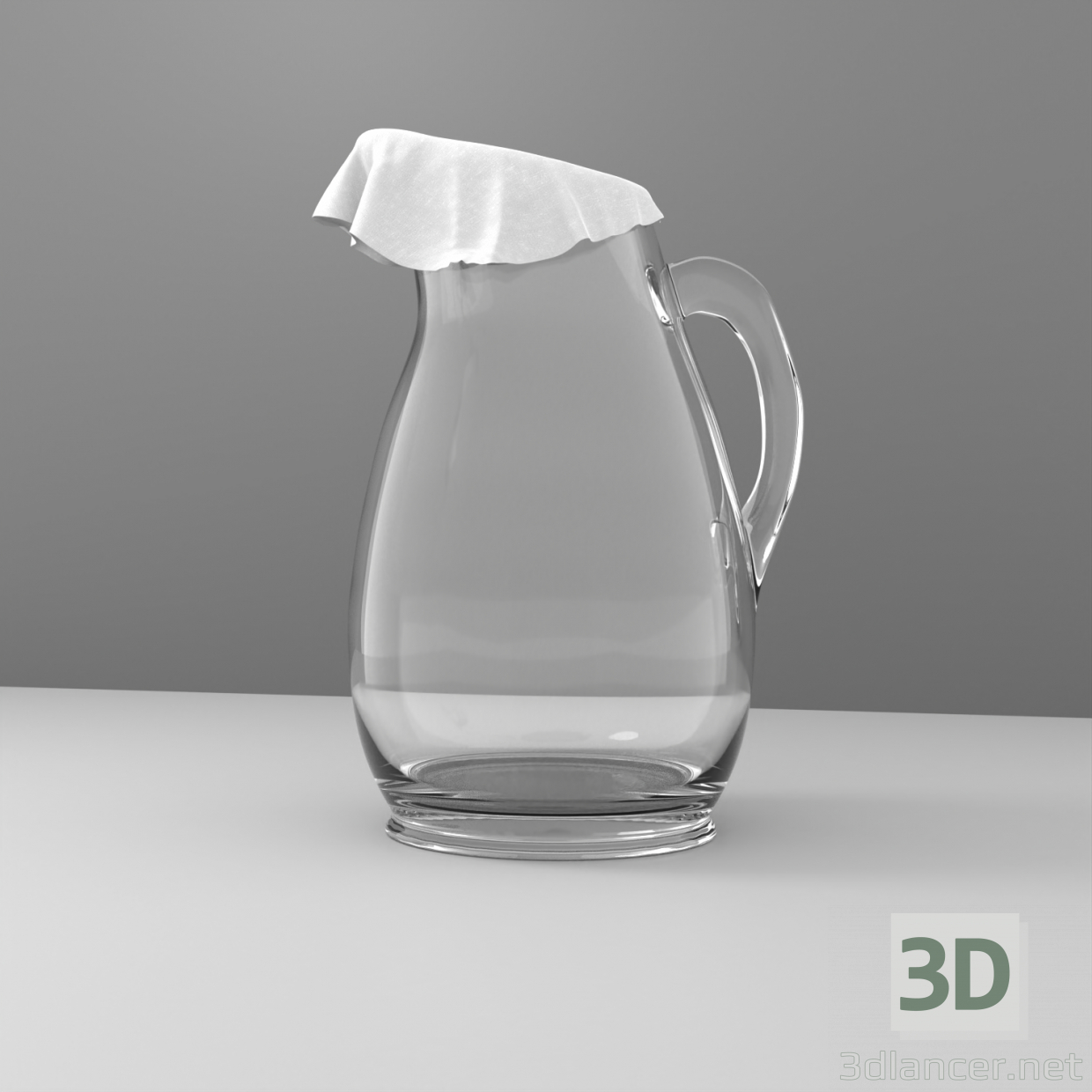 3D Modell Glaskrug mit einem Lappen bedeckt - Vorschau