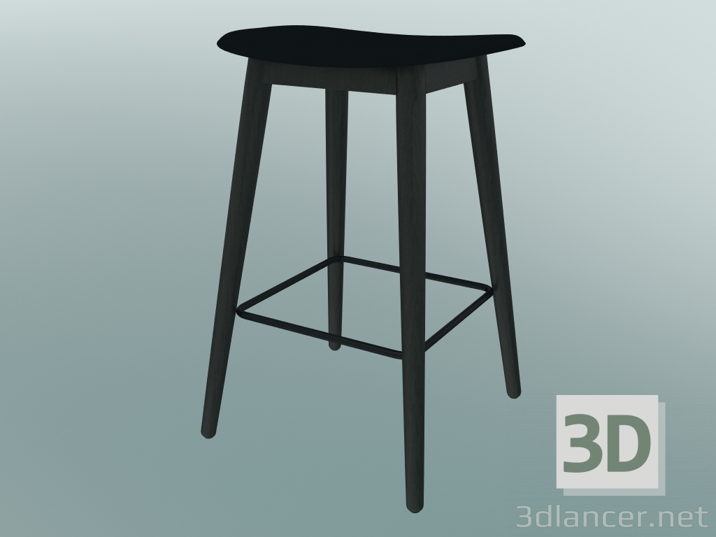 3d model Bar stool with Fiber wood base (H 65 cm, Black) - preview