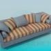 3D Modell Gestreiften Sofa mit Kissen - Vorschau