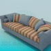 3d model Striped sofa with pillows - preview