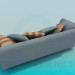3d модель Смугастий диван з подушками – превью