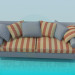 3d модель Смугастий диван з подушками – превью