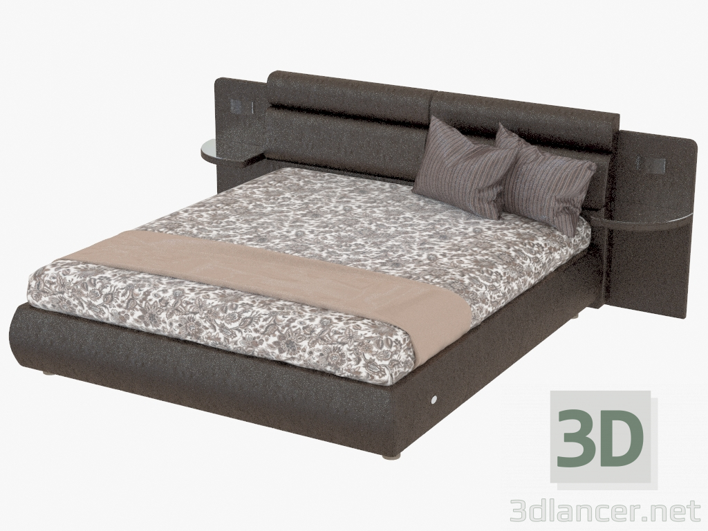 3D Modell Bett mit Lederbesatz Modena - Vorschau