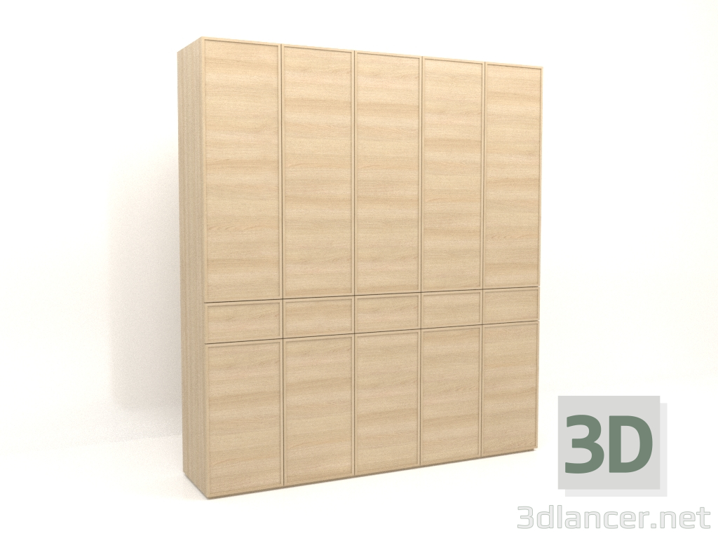 3d model Wardrobe MW 03 wood (2500x580x2800, wood white) - preview