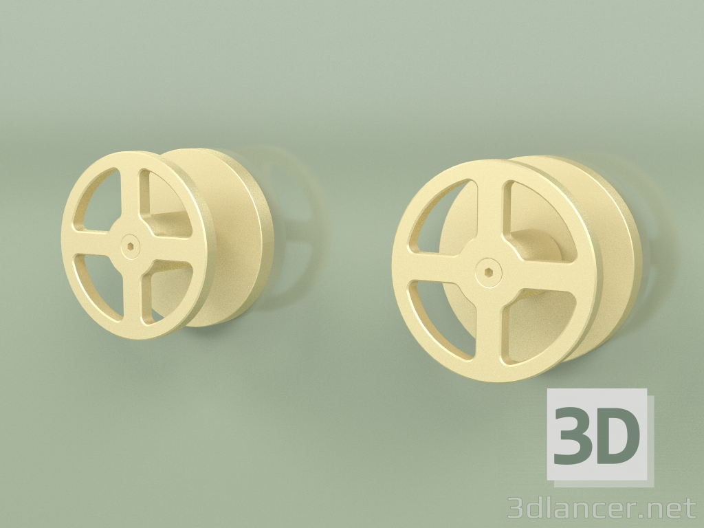 3d model Wall-mounted set of 2 mixing shut-off valves (20 63 V, OC) - preview