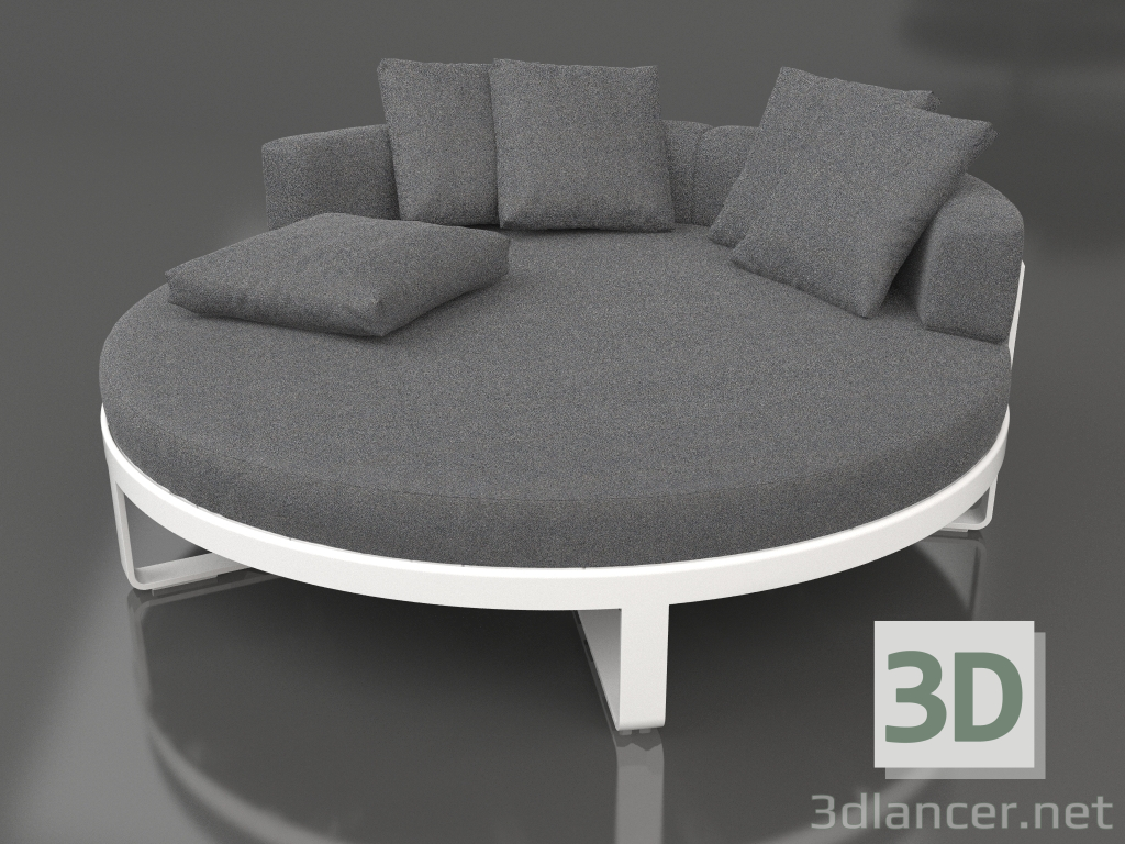 3D modeli Rahatlama için yuvarlak yatak (Beyaz) - önizleme