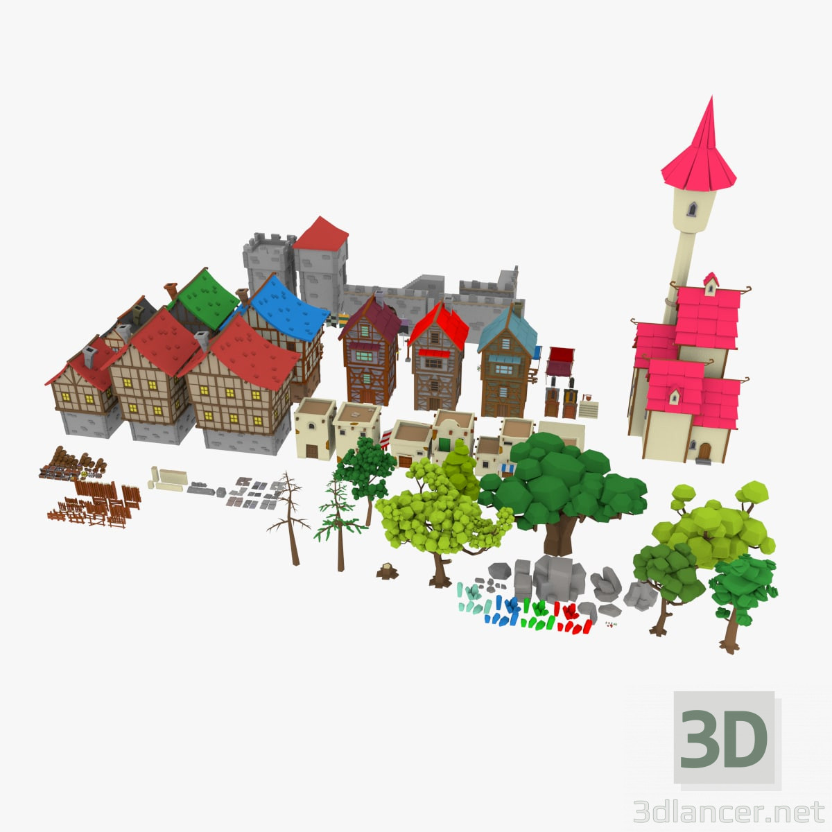 modèle 3D de Paquet de la ville médiévale acheter - rendu