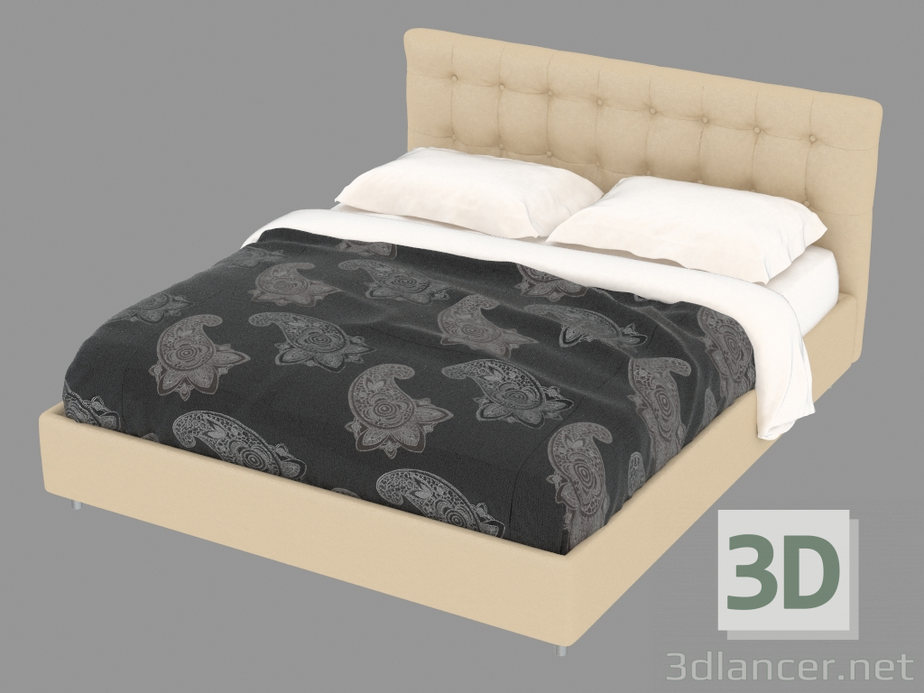 3d model Double bed in leather upholstery Relais - preview