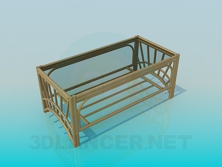 3d модель Плетений столик зі скляною стільницею – превью