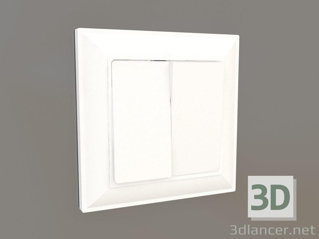 3d model Two-gang switch (white gloss) - preview