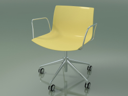 Silla 0213 (5 ruedas, con reposabrazos, cromo, polipropileno PO00415)