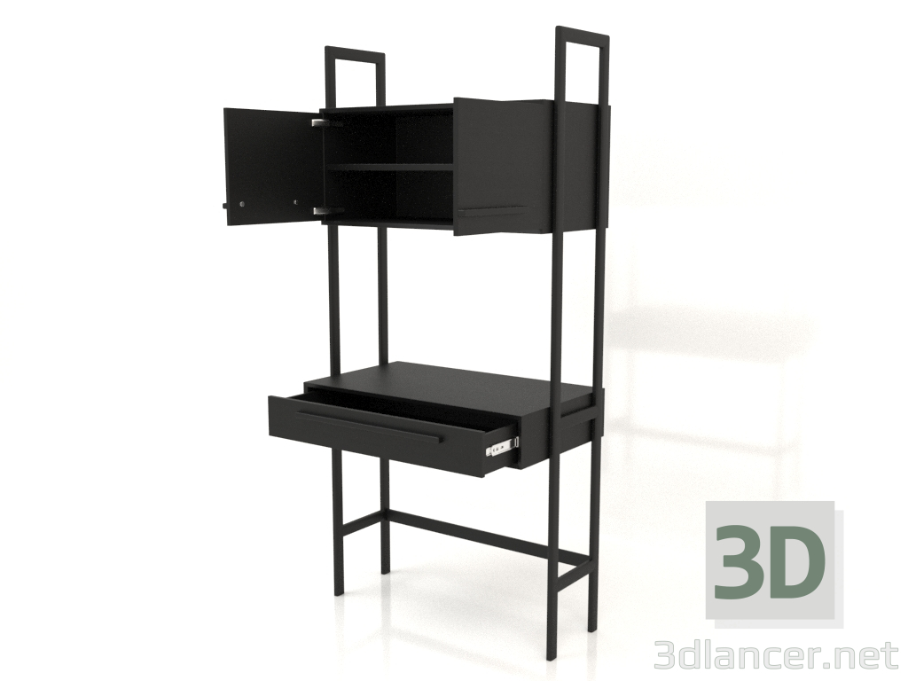 3D Modell Arbeitstisch RT 02 (offen) (900x500x1900, Holz schwarz) - Vorschau
