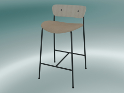 Bar stool Pavilion (AV8, H 85cm, 48x50cm, Lacquered oak, Leather - Silk Aniline)