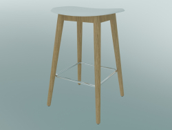 Bar stool with Fiber wood base (H 65 cm, Oak, White)