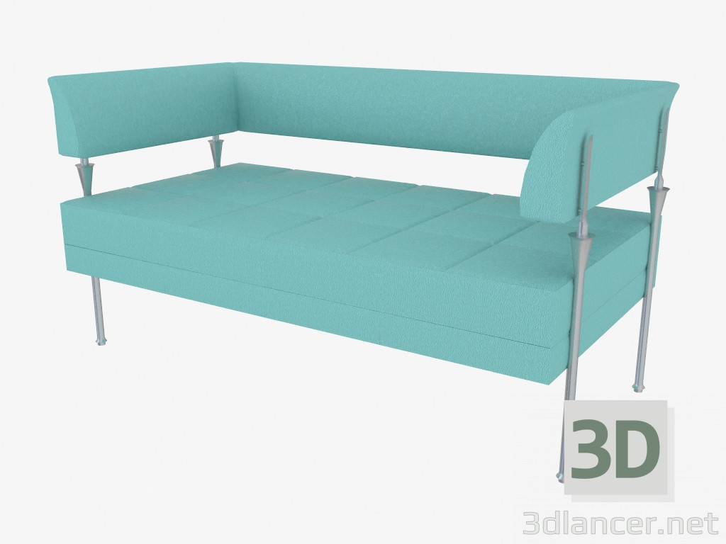 3D modeli Çift kişilik deri kanepe - önizleme