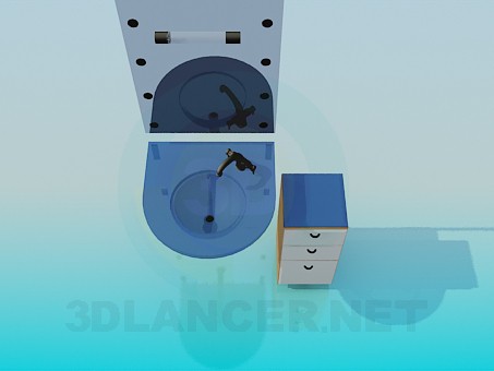 3D Modell Glas-Waschbecken, Spiegel und Schrank - Vorschau