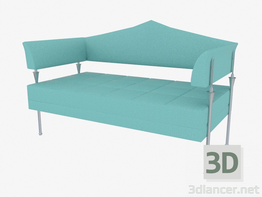 modèle 3D Canapé double en cuir avec un dos triangulaire - preview