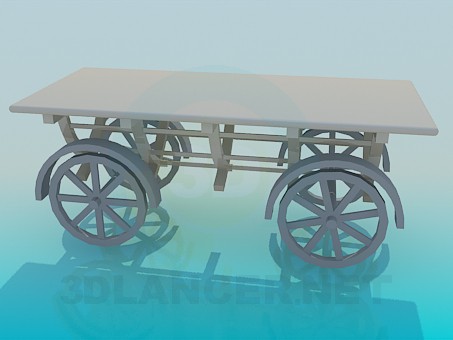 3d model cart on wheels - preview