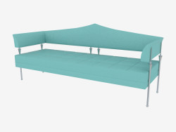 Triple sofá de cuero con una espalda triangular