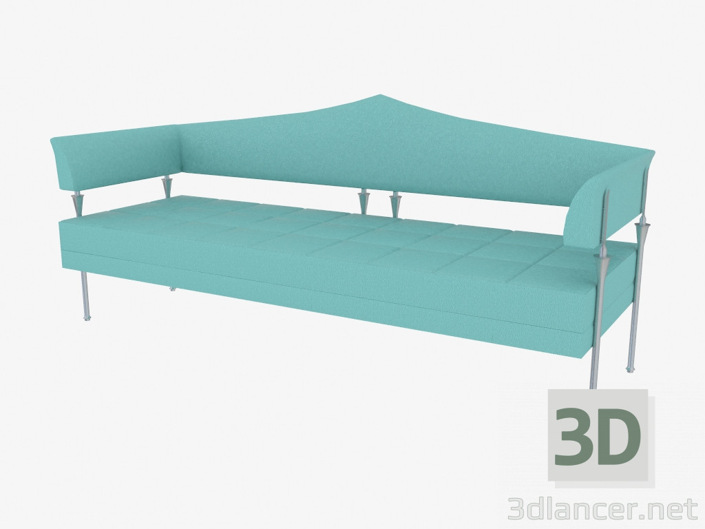 3D modeli Üçgen sırtlı üçlü deri kanepe - önizleme